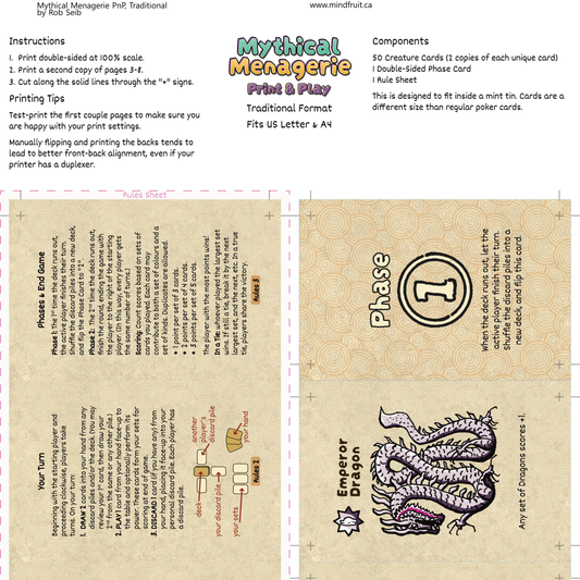 Mythical Menagerie (Print and Play)